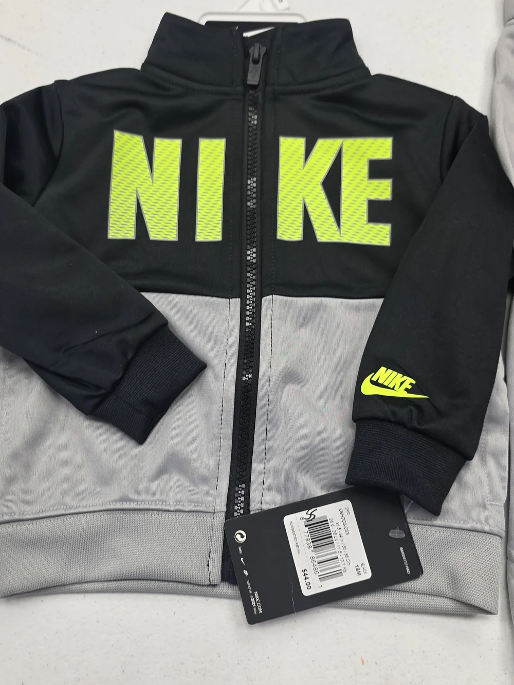 Nike Kids' Black & Gray Jogger Set with Neon Yellow Logo - Picture 3 of 4